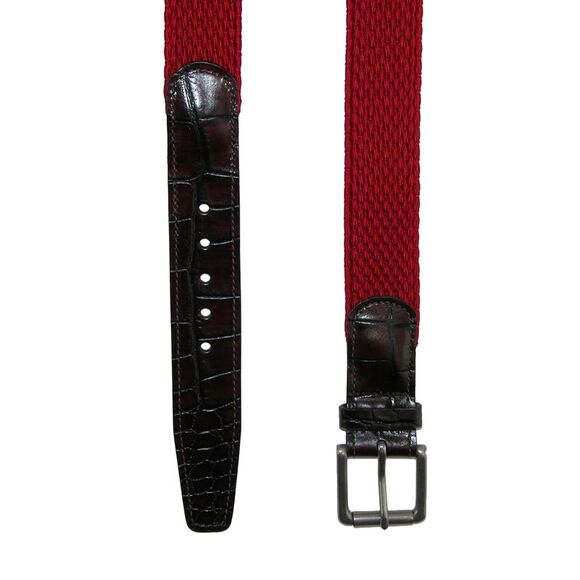 CrookhornDavis Men's Hampton Stretch Belt with Croc Print Tabs - Picture 2 of 4